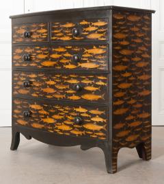 English 19th Century Decoupage Fish Chest of Drawers - 537872