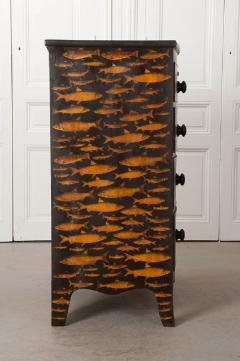 English 19th Century Decoupage Fish Chest of Drawers - 537873