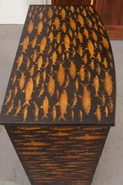 English 19th Century Decoupage Fish Chest of Drawers - 537874