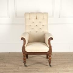 English 19th Century Mahogany Library Armchair - 3606176