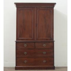 English 19th Century Mahogany Linen Press - 3499376