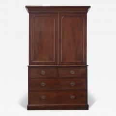 English 19th Century Mahogany Linen Press - 3547035