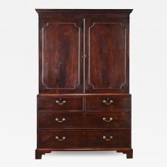 English 19th Century Mahogany Linen Press - 3590779