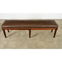 English 19th Century Oak Bench with Faux Leather Seat - 4359018