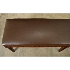 English 19th Century Oak Bench with Faux Leather Seat - 4359023