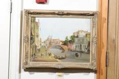 English 19th Century Oil Painting Depicting a Venetian Scene in Carved Frame - 3424462