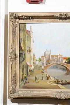 English 19th Century Oil Painting Depicting a Venetian Scene in Carved Frame - 3424466