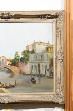 English 19th Century Oil Painting Depicting a Venetian Scene in Carved Frame - 3424467