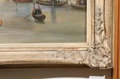 English 19th Century Oil Painting Depicting a Venetian Scene in Carved Frame - 3424503