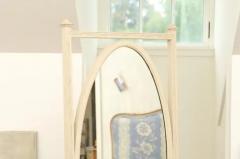 English 19th Century Painted Wood Cheval Mirror with Oval Plate and Casters - 3424515