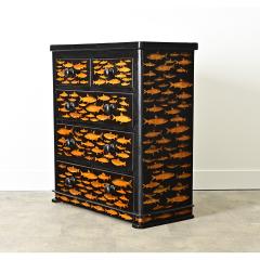 English 19th Century Pine Chest with New Paint Decoupage - 4482372