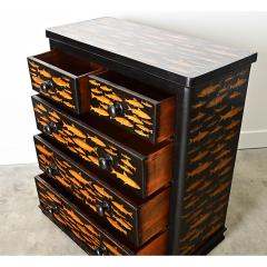 English 19th Century Pine Chest with New Paint Decoupage - 4482374