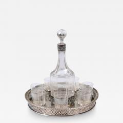 English 19th Century Silver and Crystal Decanter Set with Glasses and Platter - 3435378