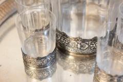 English 19th Century Silver and Crystal Decanter Set with Glasses and Platter - 3660762