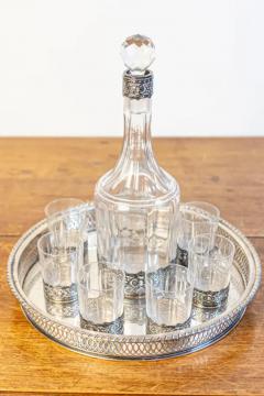 English 19th Century Silver and Crystal Decanter Set with Glasses and Platter - 3660797