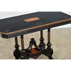 English 19th Century Victorian Ebonized and Inlay Center Table - 4632753