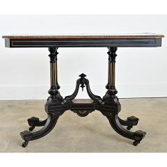 English 19th Century Victorian Ebonized and Inlay Center Table - 4632754