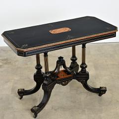 English 19th Century Victorian Ebonized and Inlay Center Table - 4632757