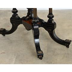 English 19th Century Victorian Ebonized and Inlay Center Table - 4632769