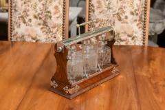 English 19th Century Victorian Locking Tantalus with Three Cut Glass Decanters - 3544772