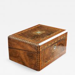 English 19th Century Walnut Burl Inlay Writing Box - 499806