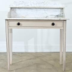 English 19th Century White Marble Top Vanity with New Paint - 4811707