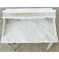 English 19th Century White Marble Top Vanity with New Paint - 4811709