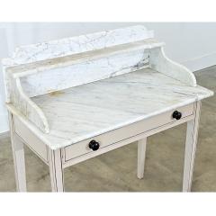 English 19th Century White Marble Top Vanity with New Paint - 4811742