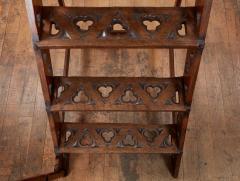 English 19th c Oak Library Steps with Handrail - 2662470