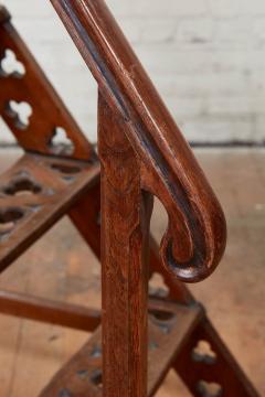 English 19th c Oak Library Steps with Handrail - 2662471