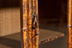English 19thC Bamboo Rattan Glazed Cabinet - 4412864