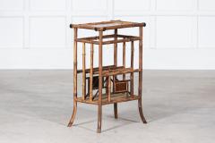 English 19thC Bamboo Side Table Magazine Rack - 2888617