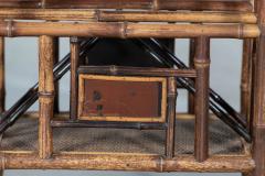 English 19thC Bamboo Side Table Magazine Rack - 2888620