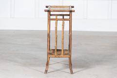 English 19thC Bamboo Side Table Magazine Rack - 2888622