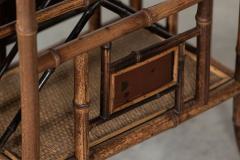 English 19thC Bamboo Side Table Magazine Rack - 2888626