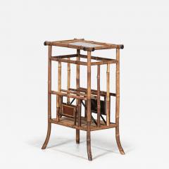 English 19thC Bamboo Side Table Magazine Rack - 2890677