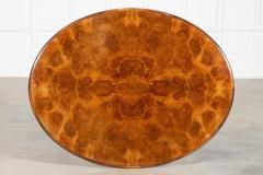 English 19thC Burr Walnut Centre Table - 4371576