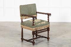 English 19thC Cromwellian Carved Oak Barley Twist Armchair - 3930972