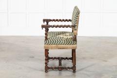 English 19thC Cromwellian Carved Oak Barley Twist Armchair - 3930977