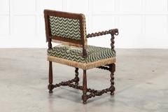 English 19thC Cromwellian Carved Oak Barley Twist Armchair - 3930978