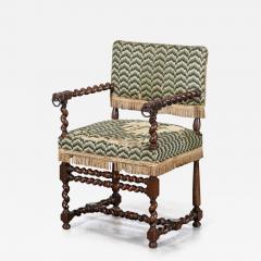 English 19thC Cromwellian Carved Oak Barley Twist Armchair - 3933930