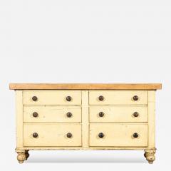 English 19thC Elm Top Painted Pine Dresser Base Drawers - 4435932