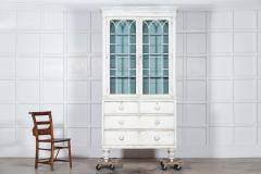 English 19thC Painted Mahogany Glazed Bookcase Dresser - 3022666