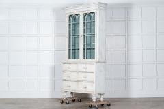 English 19thC Painted Mahogany Glazed Bookcase Dresser - 3022667