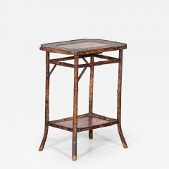 English 19thC Two Tier Tiger Bamboo Side Table - 2890678