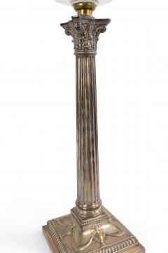 English Adam Silver Plate Corinthian Column Table Lamp - 1380788