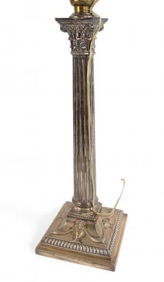 English Adam Silver Plate Corinthian Column Table Lamp - 4652170