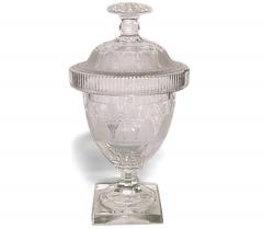 English Adam Style Etched Crystal Urns - 4661152