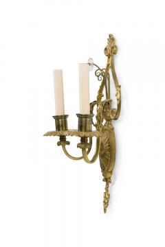 English Adam Style Two Arm Brass Wall Sconce - 4665959