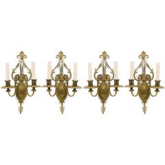 English Adam Style Two Arm Brass Wall Sconce - 4729081